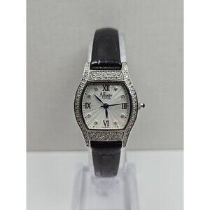 Affinity Diamonds Sterling Silver Swiss Quartz Womens Watch New Battery Leather